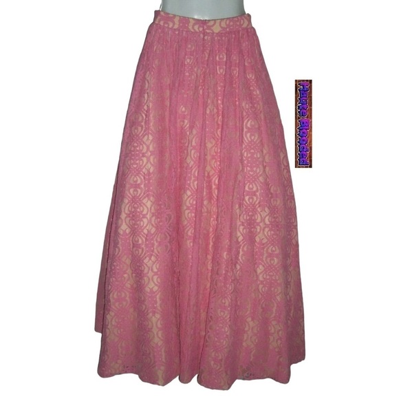 Studio 17 Dress Prom Crochet Crop Top Lace Tulle Skirt Pink Boho Carrie Bradshaw - Picture 10 of 15